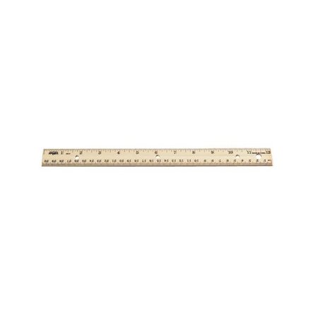 SCHOOL SMART School Smart 081903 Double Beveled Edge Wood Ruler - Inch And Metric With 3 Hole Punched For Binder; 12 In. L 81903